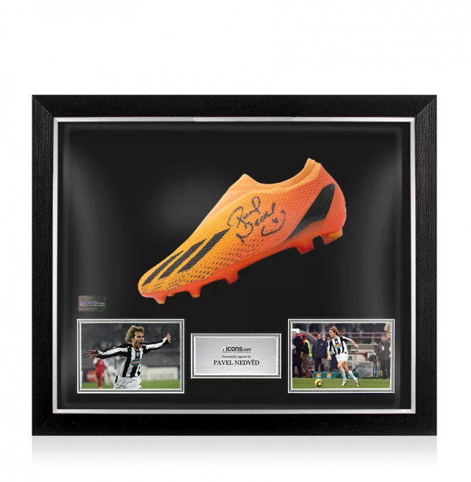 Pavel Nedved Signed Adidas Boot In Bubble Frame: Option 1