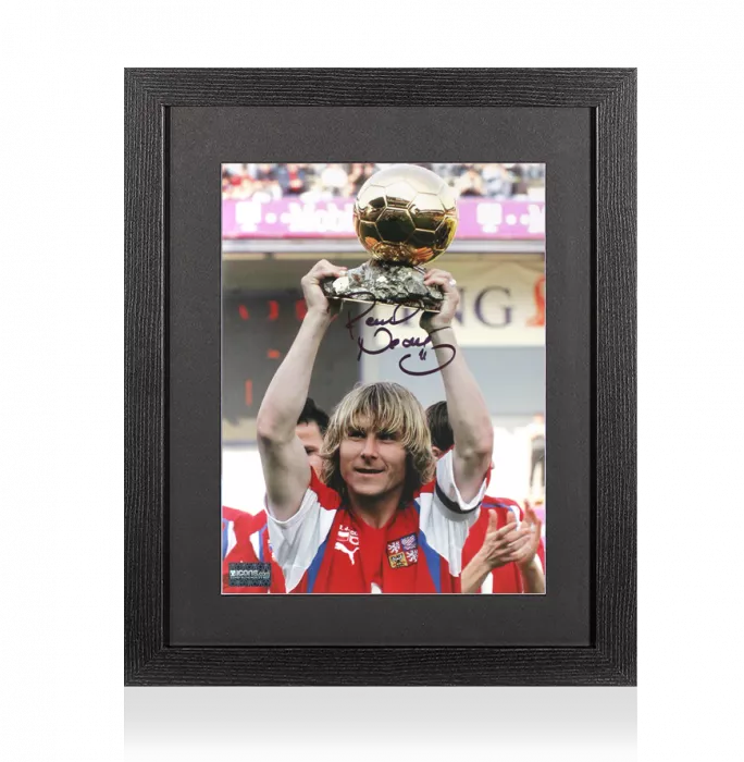 Pavel Nedved Signed Czech Republic Photo In Black Wooden Frame: 2003 Ballon d'Or Winner