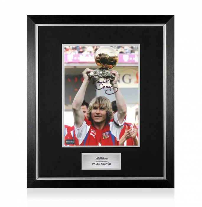 Pavel Nedved Signed Czech Republic Photo In Premium Photo Frame: 2003 Ballon d'Or Winner