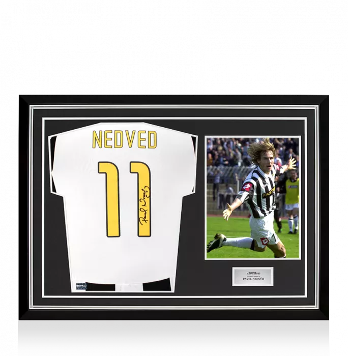 Pavel Nedved Signed Juventus 2024-25 Home Shirt with Fan Style Numbers In Hero Frame: Option 1
