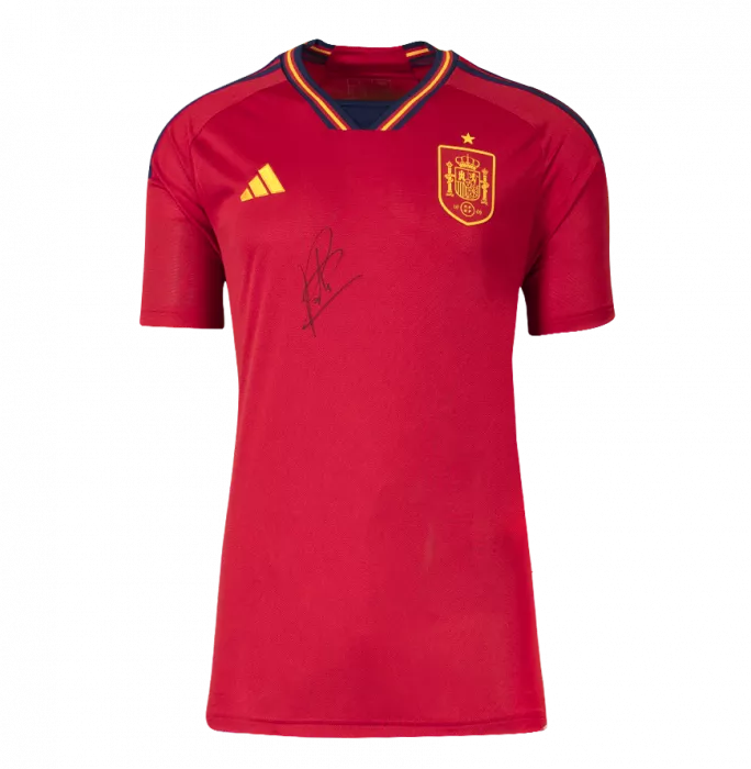 Pedri Front Signed Spain 2022 Home Shirt In Classic Frame