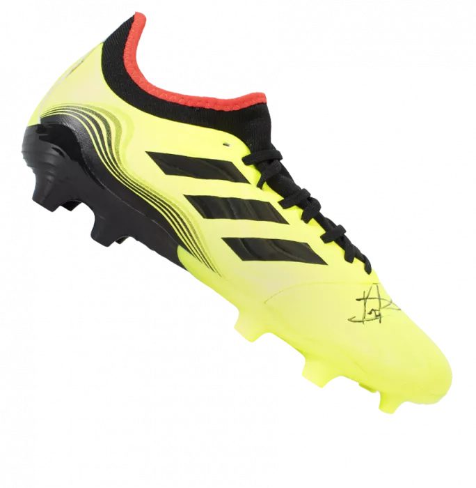 Pedri Signed Yellow Adidas Copa Sense .3 FG Boot In Acrylic Case