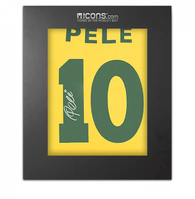 Pele Back Signed Brazil Retro Home Shirt In Deluxe Packaging