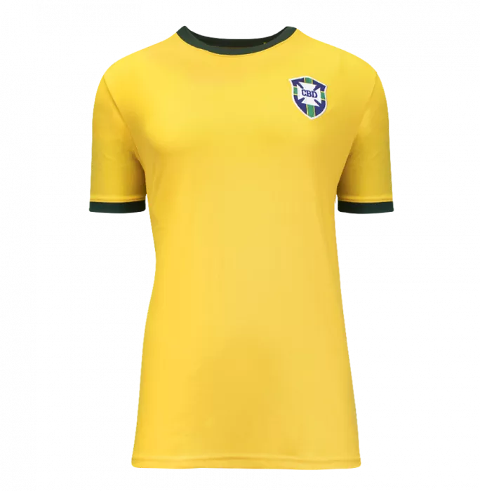 Pele Back Signed Brazil Retro Home Shirt In Hero Frame: Option 1
