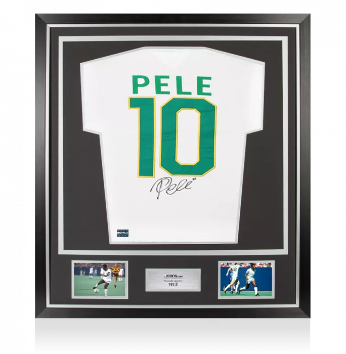 Pele Back Signed New York Cosmos Shirt In Classic Frame