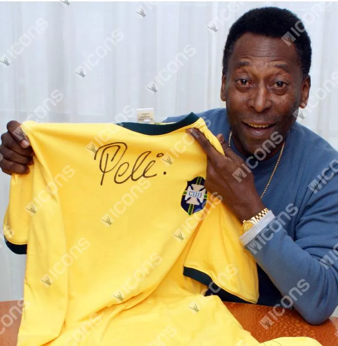 Pele Gerson Jairzinho And Carlos Alberto Front Signed Brazil 1970 Retro Shirt In Hero Frame: Option 1