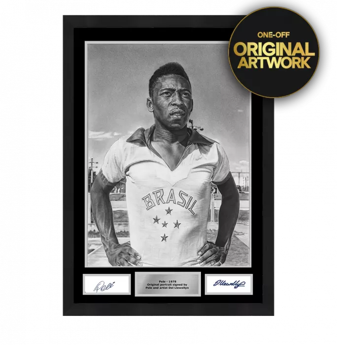Pele Signed and Framed Tribute Artwork: Brazil Legend