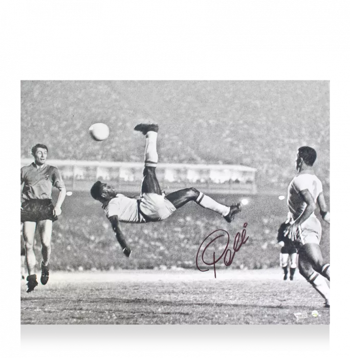 Pele Signed Brazil Photo: Legendary Bicycle Kick