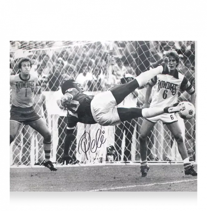 Pele Signed New York Cosmos Print: Bicycle Kick Print