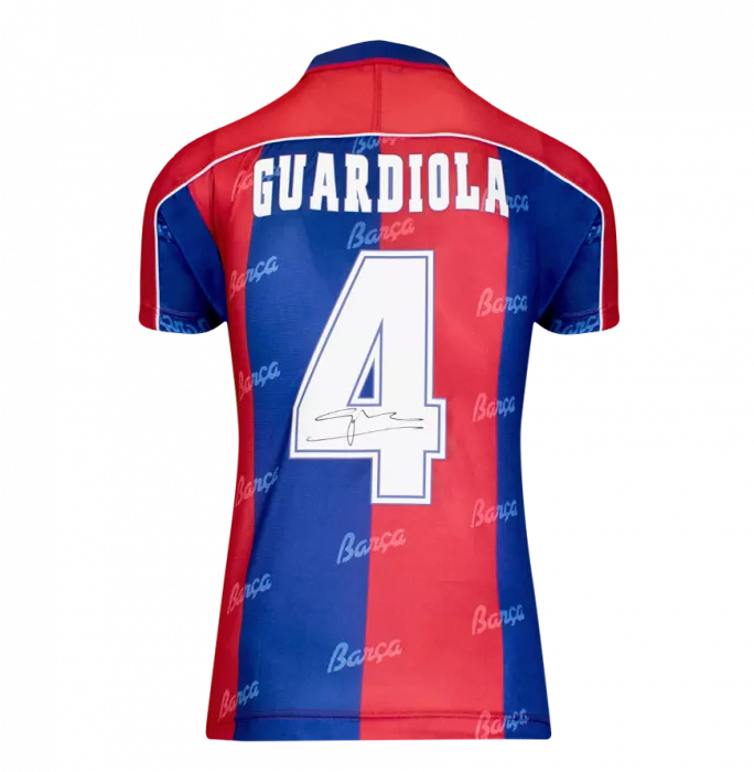 Pep Guardiola Official FC Barcelona Back Signed And Framed 1994 Home Shirt
