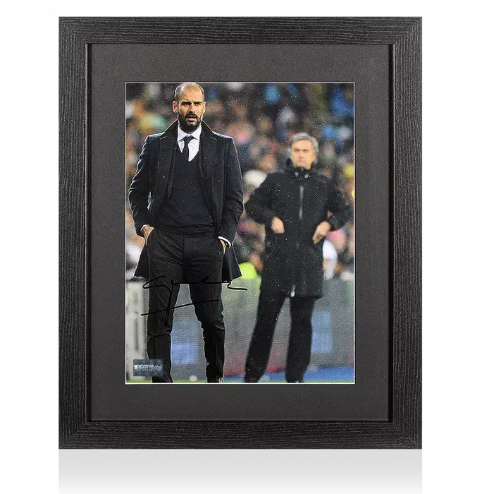 Pep Guardiola Signed Photo In Black Wooden Frame: Touchline Prowl
