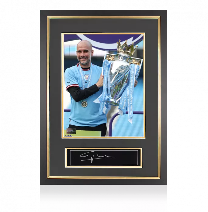 Pep Guardiola Signed Plaque and Photo Frame: 2022-23 Premier League Winner