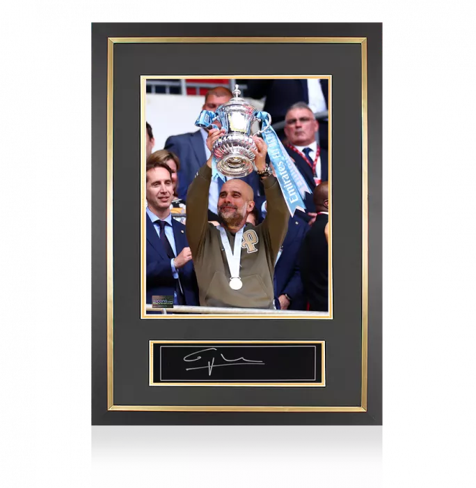 Pep Guardiola Signed Plaque and Photo Frame: 2023 FA Cup Winner