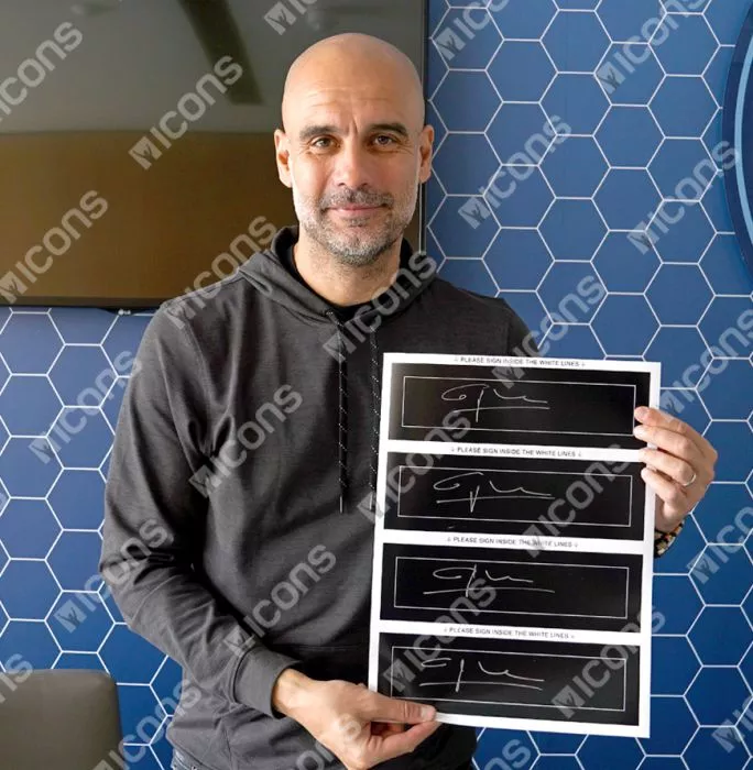Pep Guardiola Signed Plaque And Photo Frame: 2023 UEFA Champions League Winner
