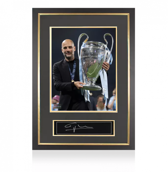 Pep Guardiola Signed Plaque and Photo Frame: 2023 UEFA Champions League Winner