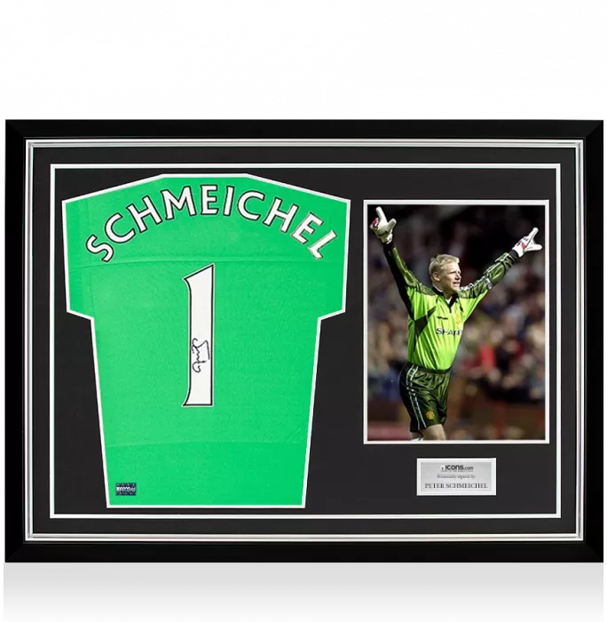 Peter Schmeichel Back Signed Manchester United Goalkeeper Shirt In Hero Frame: Option 1