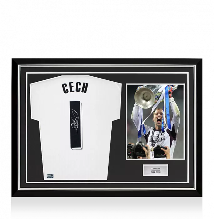 Petr Cech Back Signed Adidas TIRO Goalkeeper Shirt with Fan Style Number In Hero Frame: Option 1