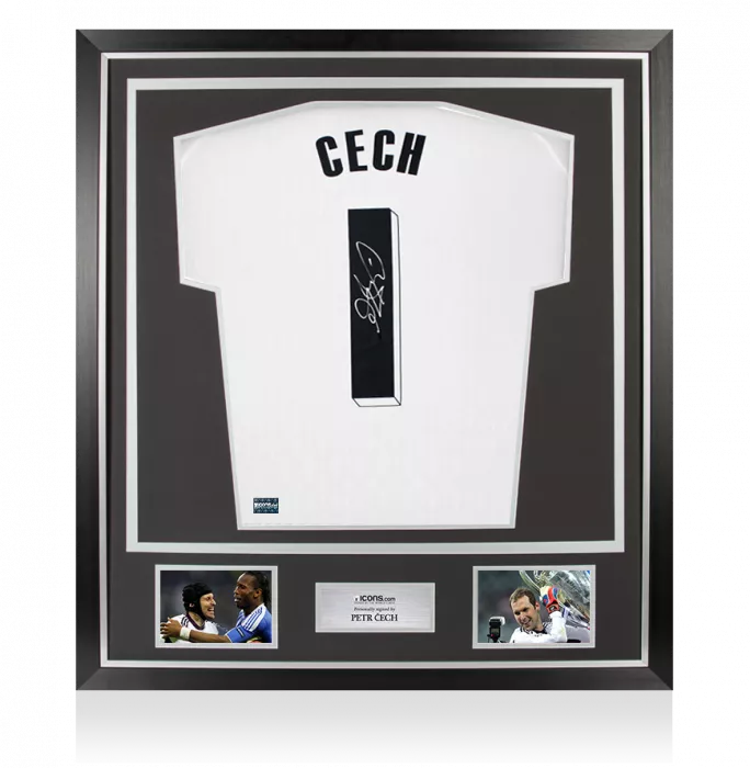 Petr Cech Back Signed Adidas TIRO Goalkeeper Shirt with Fan Style Number In Classic Frame
