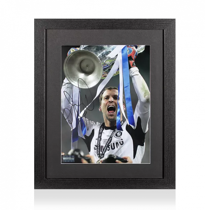 Petr Cech Signed Chelsea Photo In Black Wooden Frame: 2012 UEFA Champions League Winner