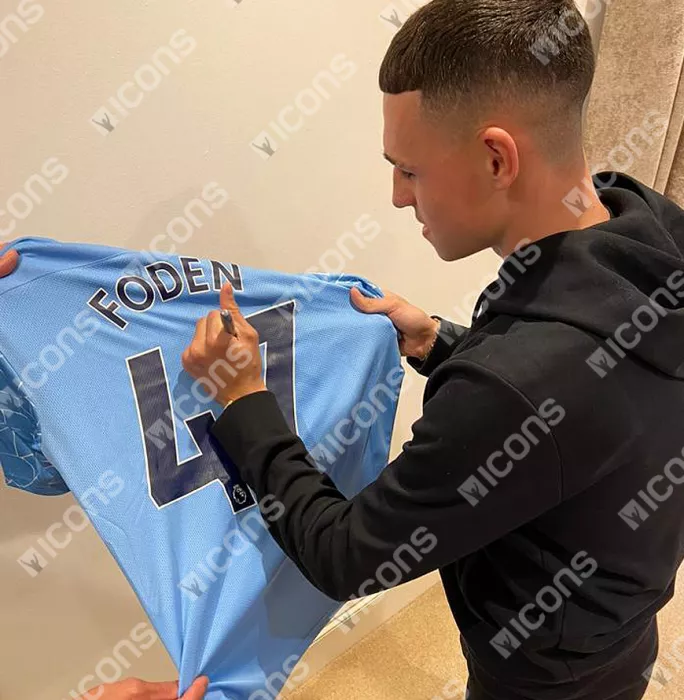 Phil Foden Back Signed Manchester City 2020-21 Home Shirt