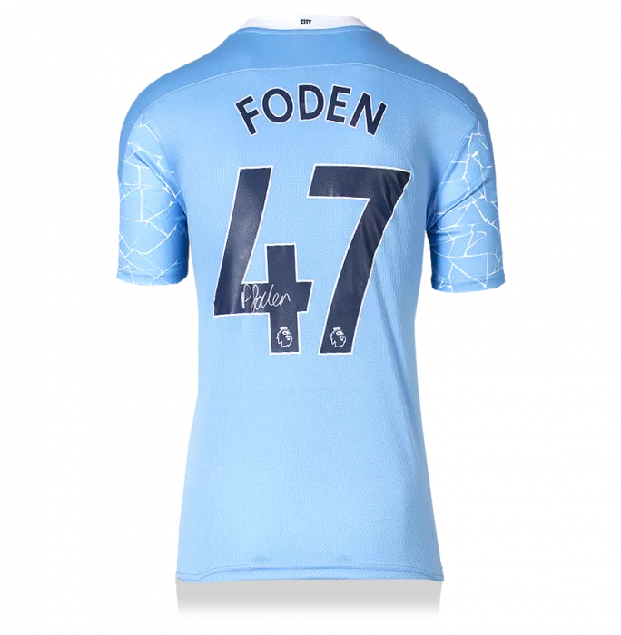 Phil Foden Back Signed Manchester City 2020-21 Home Shirt