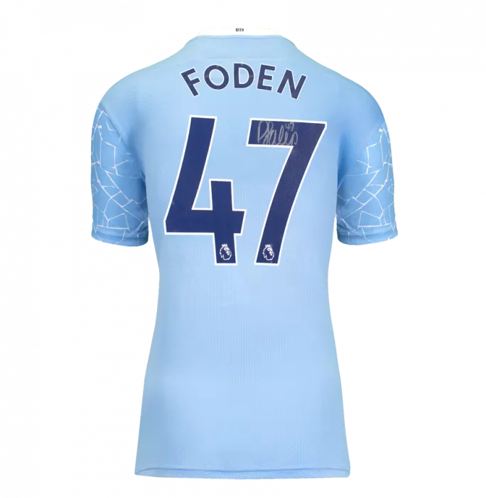 Phil Foden Back Signed Manchester City 2020-21 Home Shirt