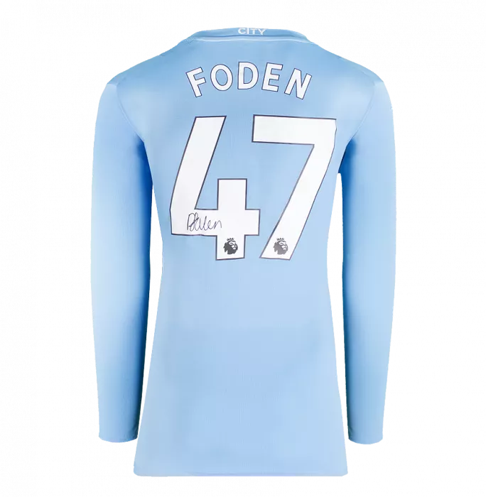 Phil Foden Back Signed Manchester City 2023-24 Long Sleeved Home Shirt