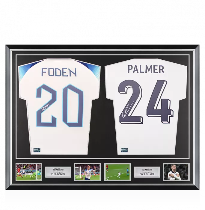 Phil Foden & Cole Palmer Signed England Shirts In Classic Dual Frame