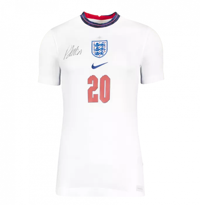 Phil Foden Front Signed England 2020 Home Shirt In Classic Frame