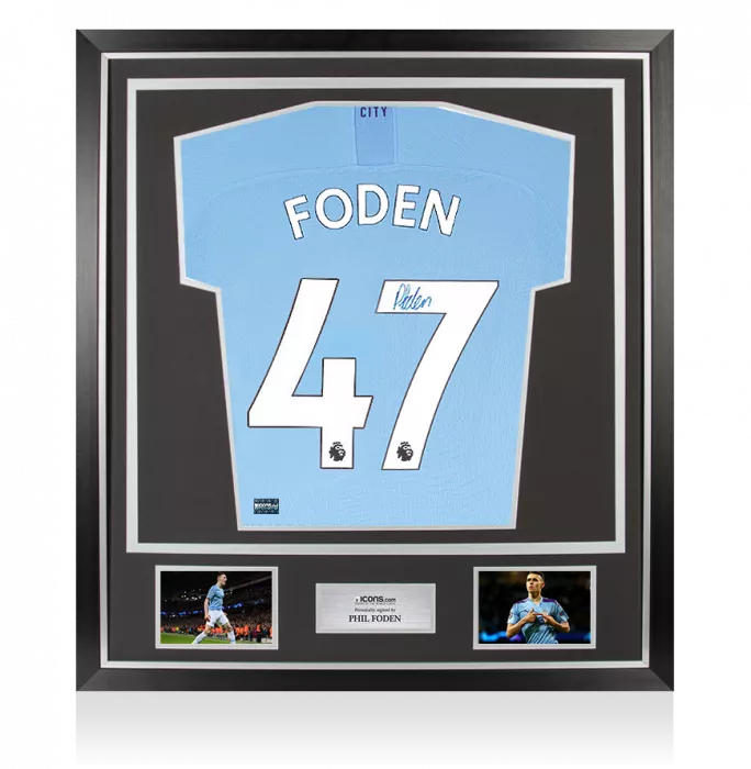 Phil Foden Signed Manchester City 2019-20 Home Shirt In Classic Frame