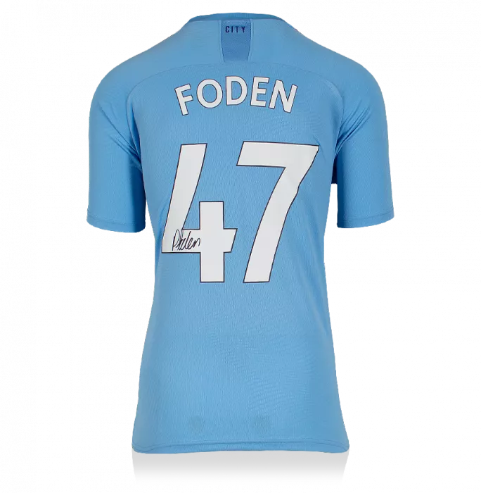 Phil Foden Signed Manchester City 2019-20 Home Shirt With Fan Style Numbers