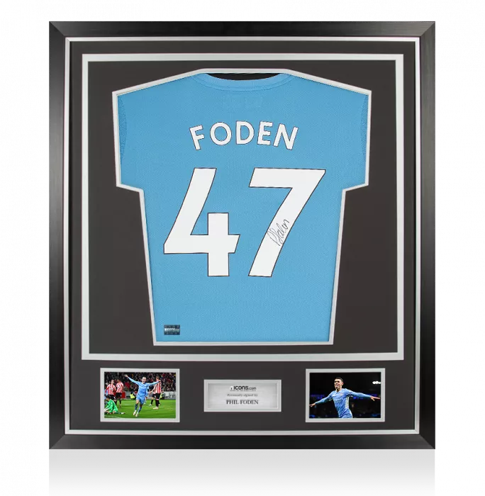Phil Foden Signed Manchester City 2021-22 Home Shirt In Classic Frame
