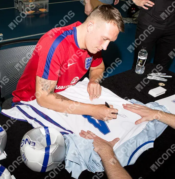 Phil Jones England Back Signed 2016-17 Home Shirt
