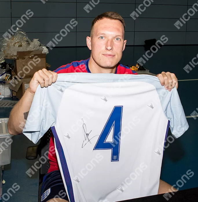 Phil Jones England Back Signed 2016-17 Home Shirt