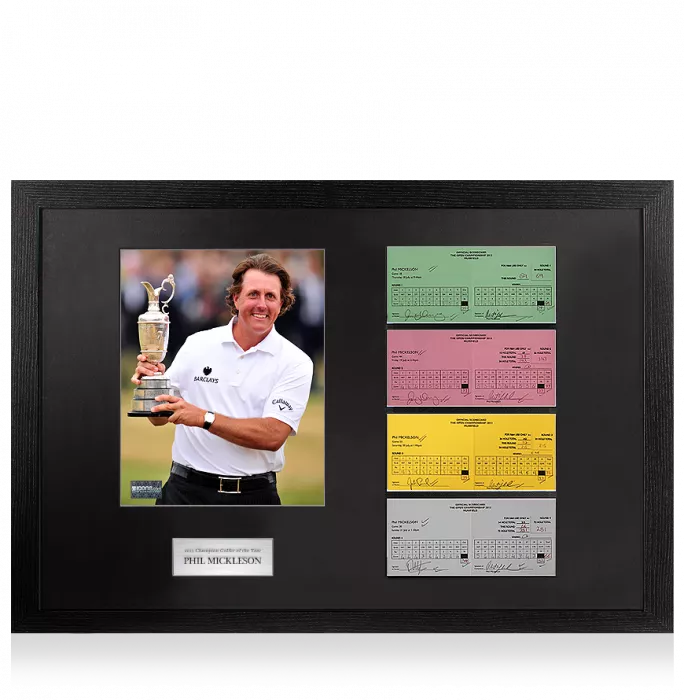 Phil Mickelson 2013 Muirfield Open Scorecards In Champion Golfer Of The Year Frame