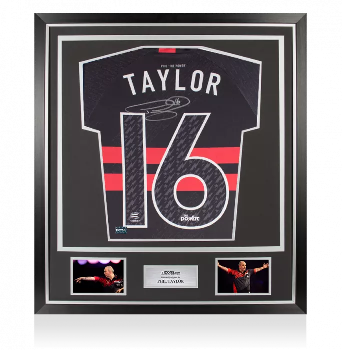 Phil Taylor Front Signed Darts Shirt In Classic Frame