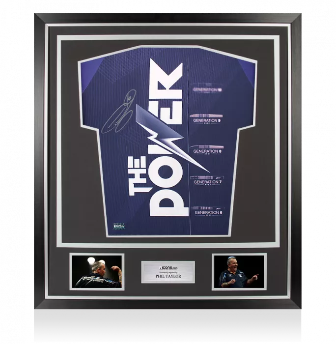 Phil Taylor Signed Polo Shirt - 'The Power' In Classic Frame