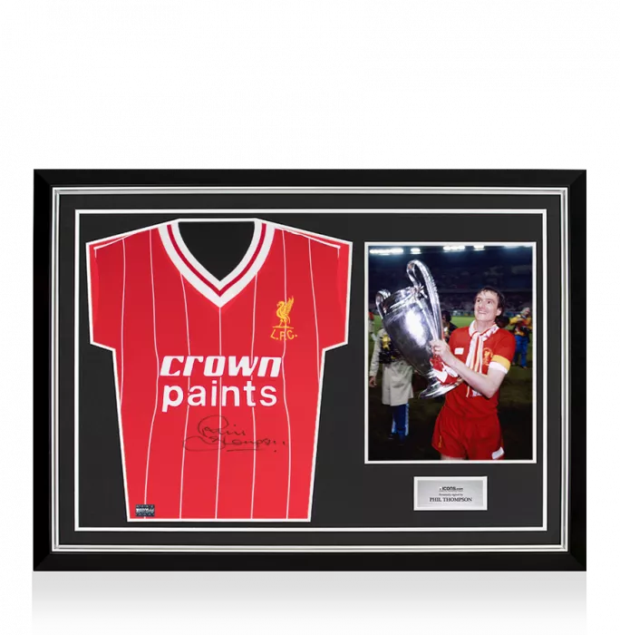 Phil Thompson Front Signed Liverpool 1982-83 Home Shirt In Hero Frame: Option 1