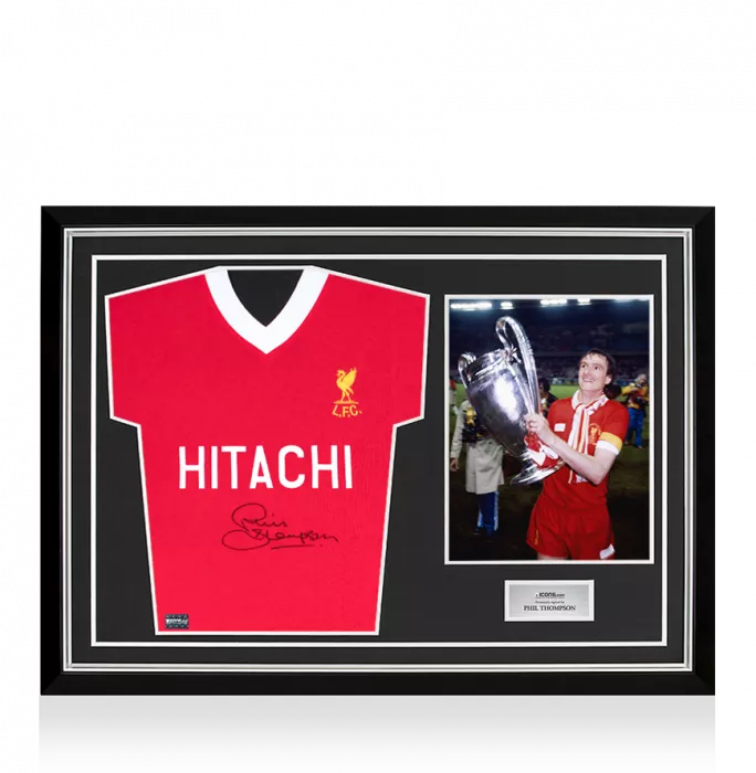 Phil Thompson Front Signed Liverpool FC 1978 Home Shirt In Hero Frame: Option 1