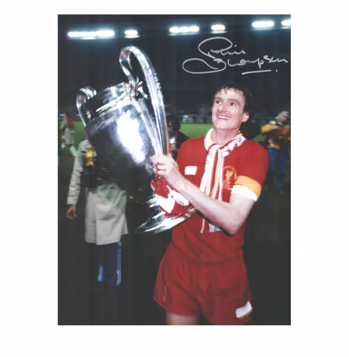Phil Thompson Signed Liverpool Photo In Black Wooden Frame: 1981 European Cup Winner