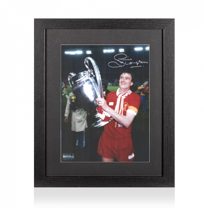 Phil Thompson Signed Liverpool Photo In Black Wooden Frame: 1981 European Cup Winner