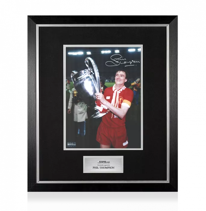 Phil Thompson Signed Liverpool Photo In Premium Photo Frame: 1981 European Cup Winner