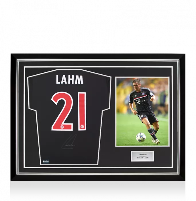 Philipp Lahm Back Signed FC Bayern Munich 2011-12 Third Shirt In Hero Frame: Option 1