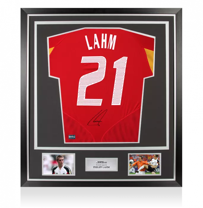 Philipp Lahm Back Signed Germany 2004-06 Third Shirt In Classic Frame