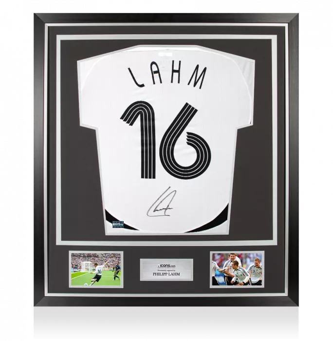 Philipp Lahm Back Signed Germany 2005-07 Home Shirt In Classic Frame