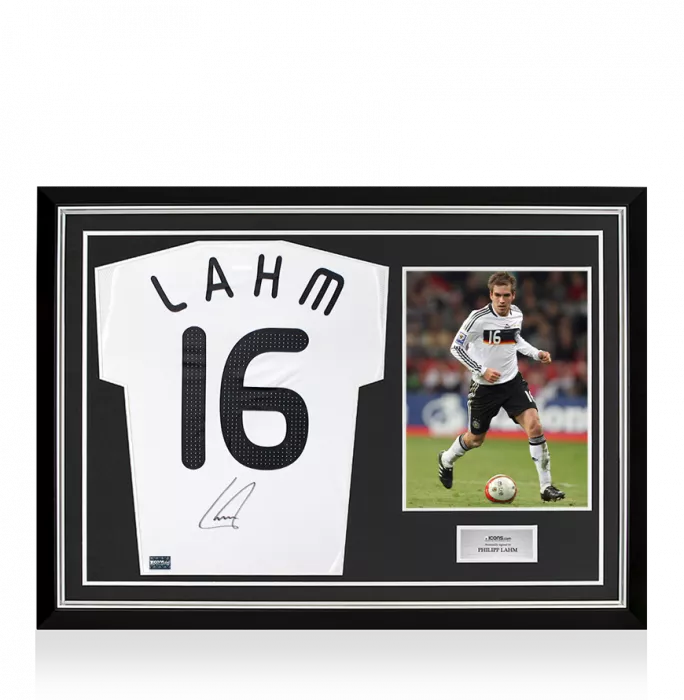 Philipp Lahm Back Signed Germany 2008-09 Home Shirt In Hero Frame: Option 1