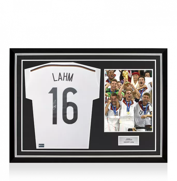 Philipp Lahm Back Signed Germany 2014 Home Shirt In Hero Frame: Option 1