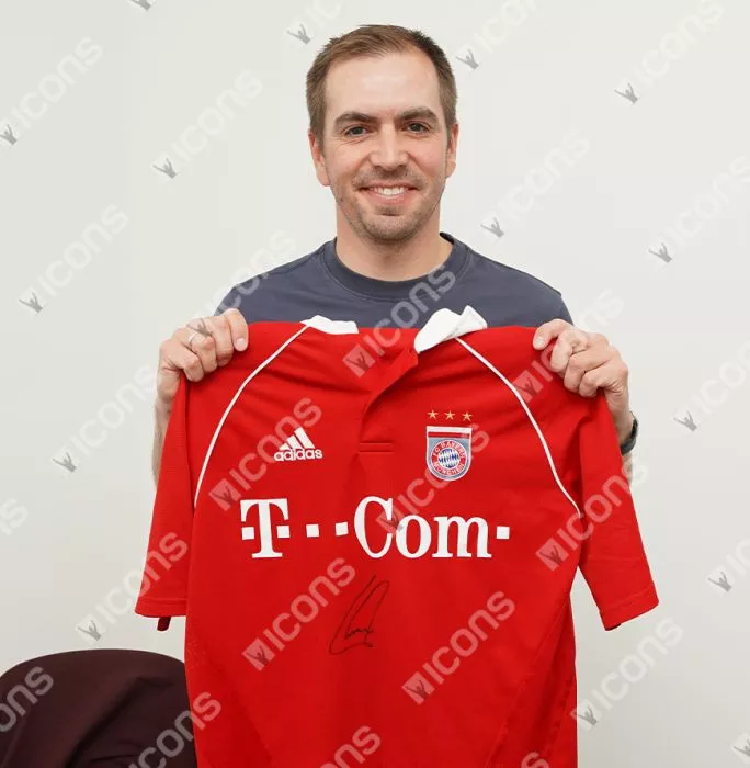 Philipp Lahm Front Signed FC Bayern Munich 2005-06 Home Shirt In Hero Frame: Option 1