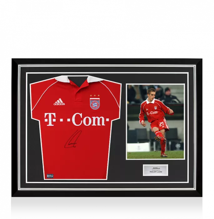 Philipp Lahm Front Signed FC Bayern Munich 2005-06 Home Shirt In Hero Frame: Option 1