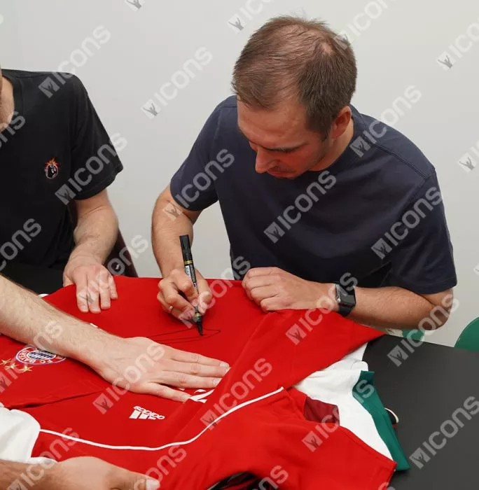 Philipp Lahm Front Signed FC Bayern Munich 2006-07 Home Shirt In Hero Frame: Option 1
